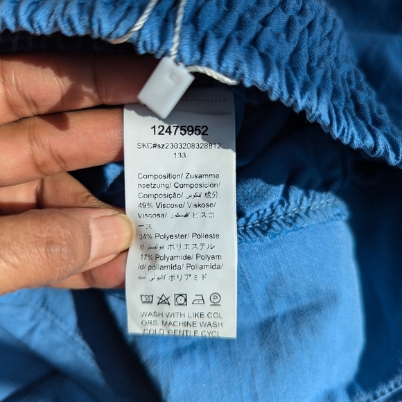 Emery Rose Blue Barrel Leg Womens Pants Size S Harem Rushed Back Ballet Balloon - Picture 6 of 10